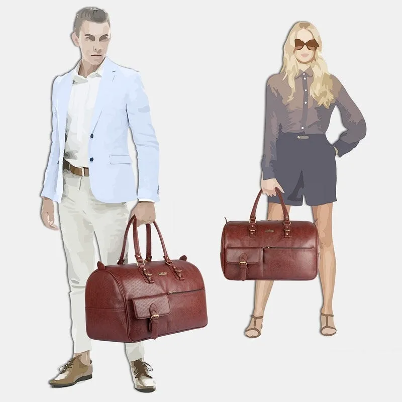 The Clownfish Vegan Leather Travel Duffle - Stylish & Durable | 1 Large Compartment | Tan