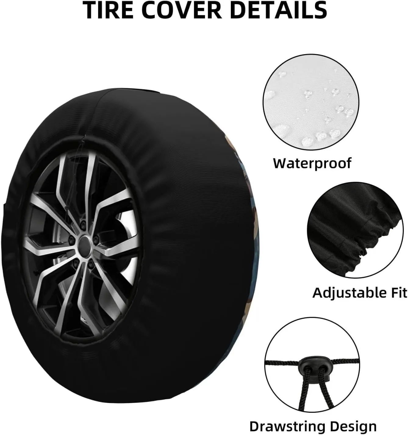 The Sky Tire Cover Outdoor Waterproof Snow Sun Rain Wheel Cover Portable Wheel Bags Camper Spare Tire Cover Universal Car Tire Protectors for Trailer RV SUV