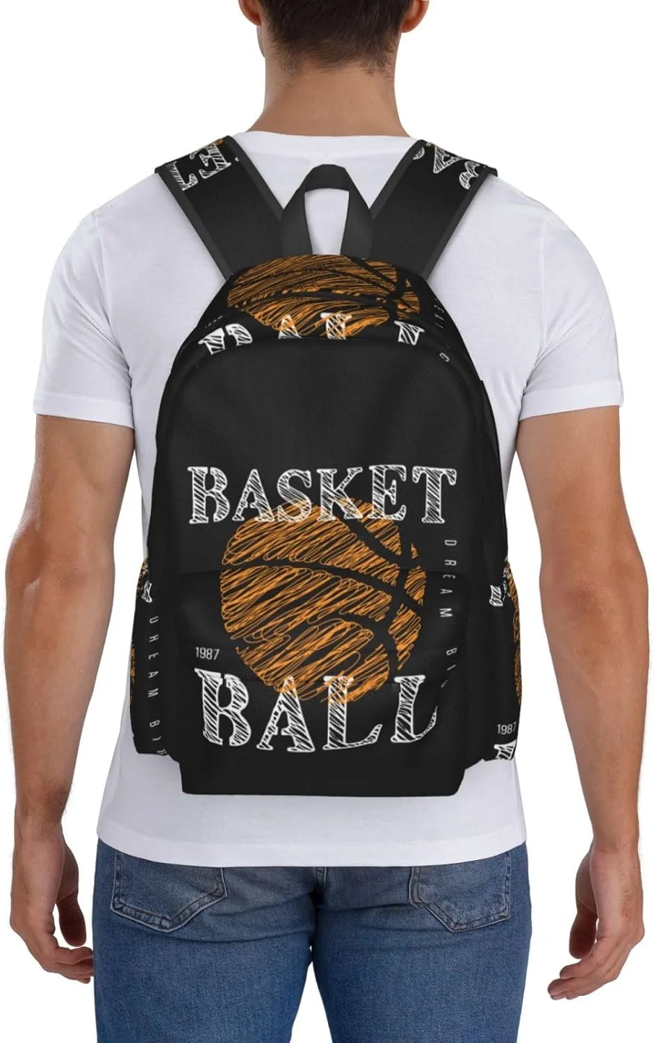 Theme Dream Big Basketball Graphics 1987 Laptop Backpack Shoulder Bag Laptop Pack Travel Backpacks Commuter Back Pack Casual Daypack Bags With Side Pockets