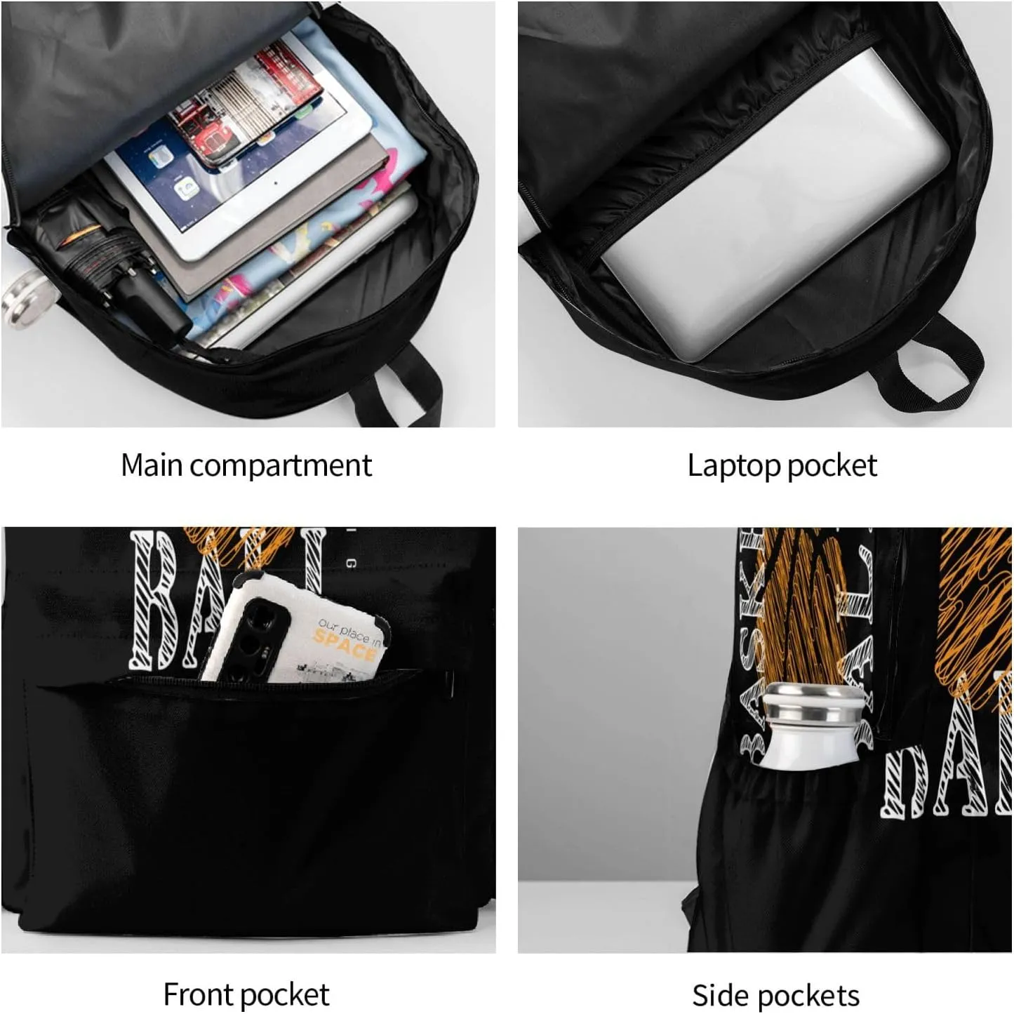 Theme Dream Big Basketball Graphics 1987 Laptop Backpack Shoulder Bag Laptop Pack Travel Backpacks Commuter Back Pack Casual Daypack Bags With Side Pockets