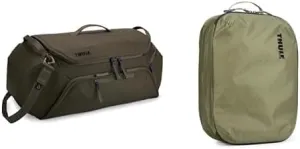 Thule RoundTrip Bike Duffel 55L with Clean/Dirty Packing Cube Bundle - Cycling Gear Bag and Organizer Set