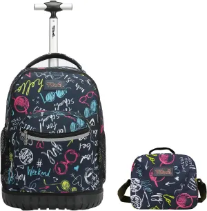 Tilami Rolling Backpack Laptop 18 inch with Lunch Bag, Weekend