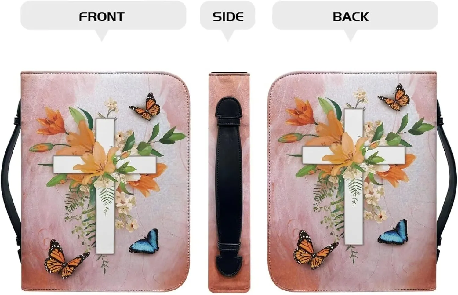 TODIYADDU Bible Cover Personalized Customizable PU Bible Protector Book Cover Bible Tote Bag