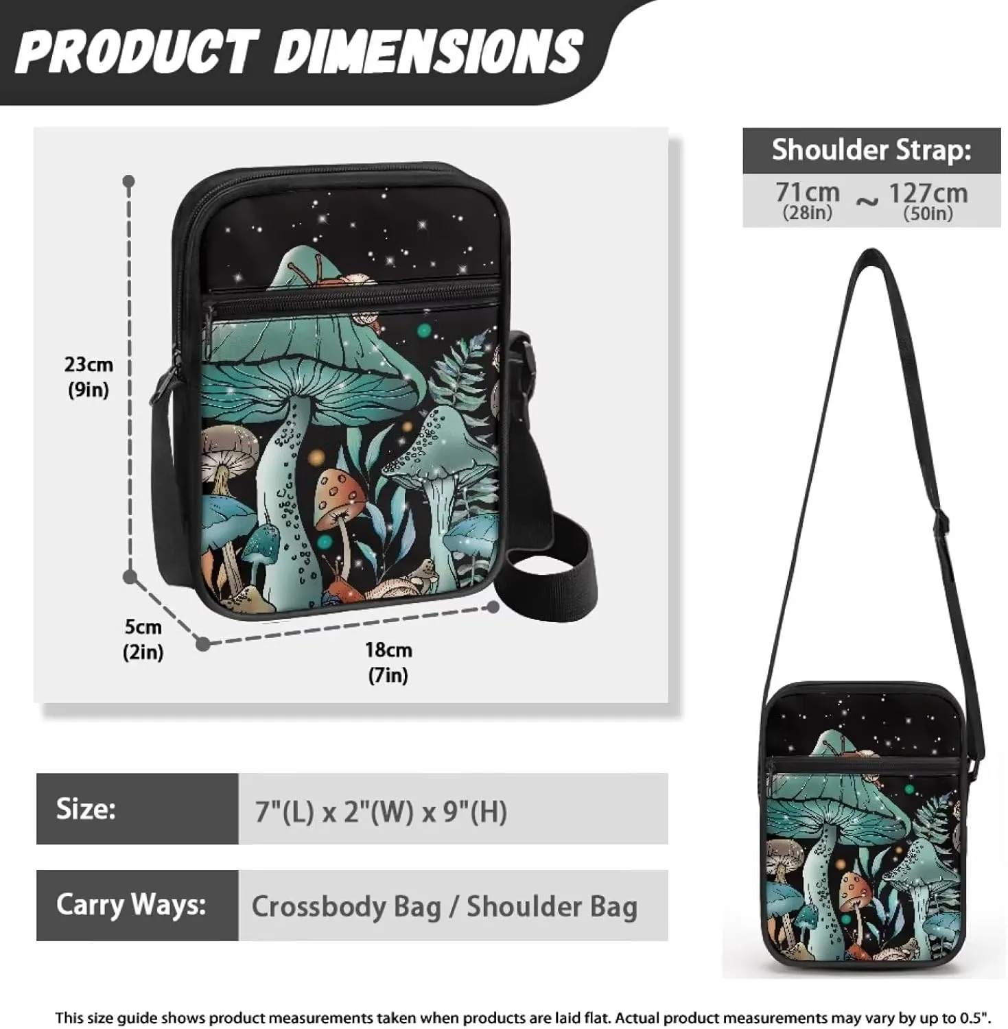 TODIYADDU Messenger Bag for Women Men Small Crossbody Purse with Adjustable Strap Travel Shoulder Bag Lightweight Handbags