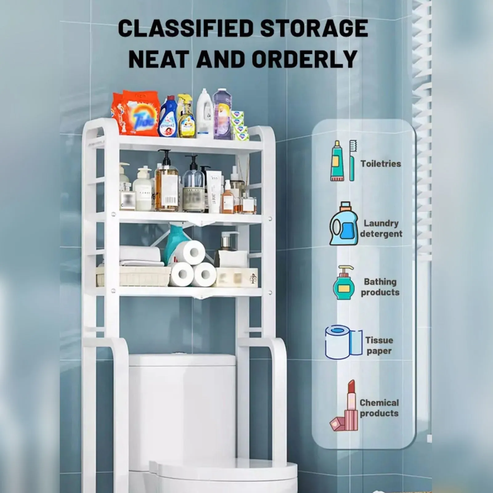 Toilet Storage Rack, Bathroom Storage Cabinet Shelf Organizer, Toilet Multi-layer Storage Stand