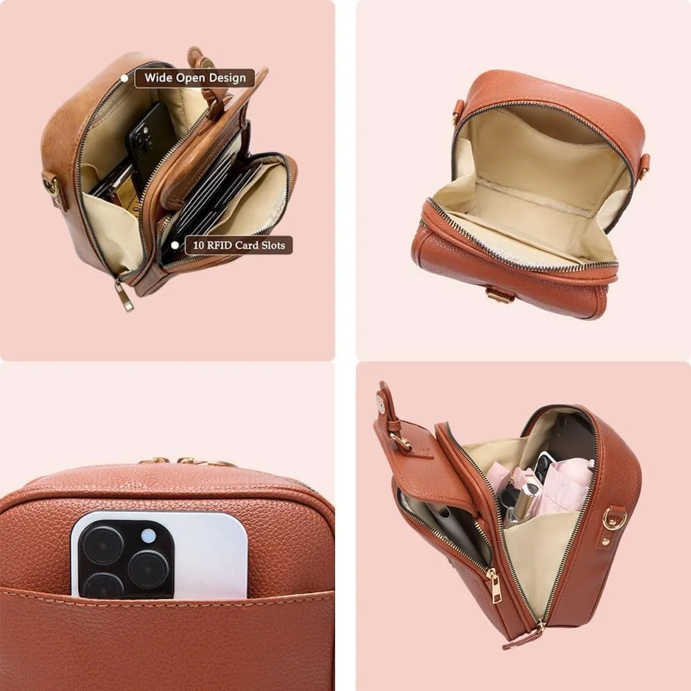 Tojoyride Crossbody Bag, Urvashi Crossbody Bag, Vegan Leather Vintage Anti-Theft Messenger Messenger, Large Capacity