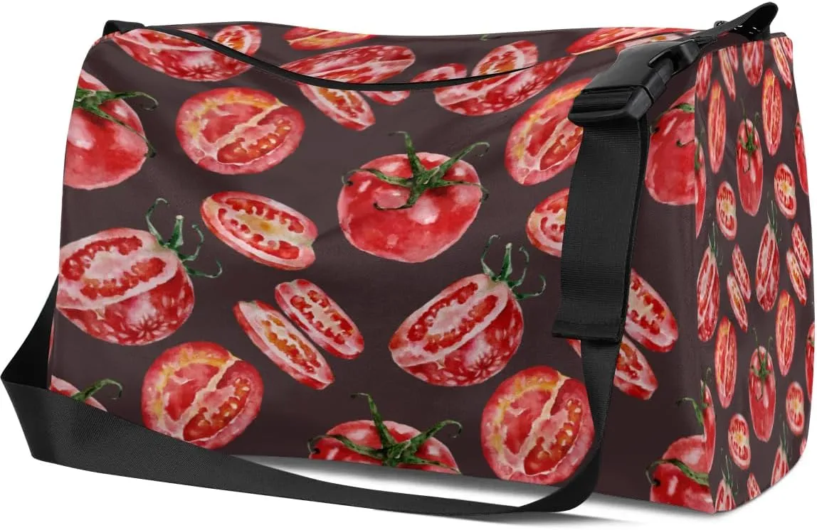 Tomato Fruit Small Gym Bag for Men Women Workout Sport Duffle Bag Waterproof Weekender Overnight Bag Lightweight Carry on Tote Bag Crossbody Shoulder Travel Bag for Swim Yoge Dance