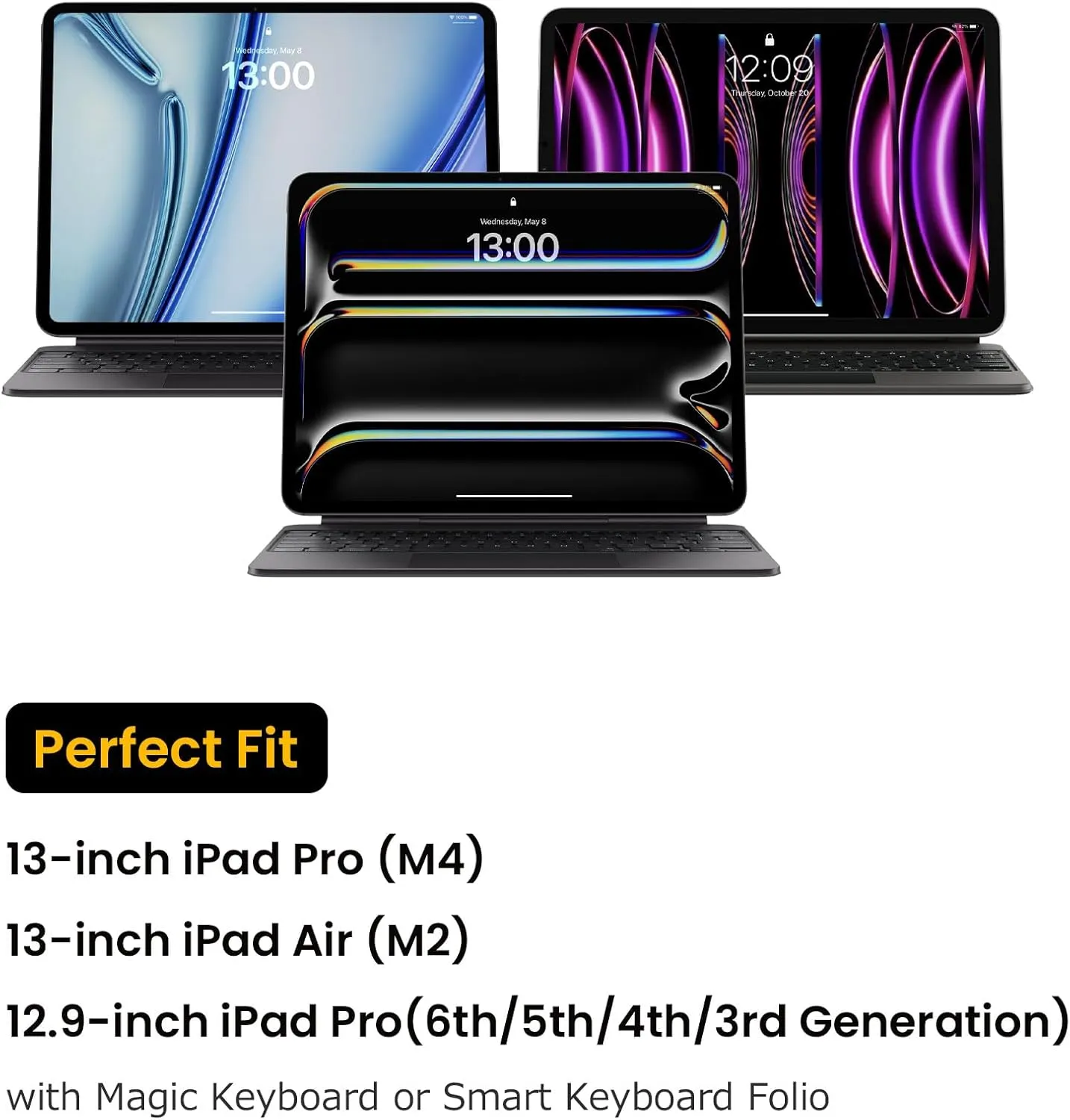 tomtoc Tablet Shoulder Sleeve Bag for 13 Inch New iPad Pro M4 & iPad Air M3&M2 2025-2024, 12.9-inch iPad Pro with Magic Keyboard and Smart Keyboard Folio, Front Pocket for Accessories