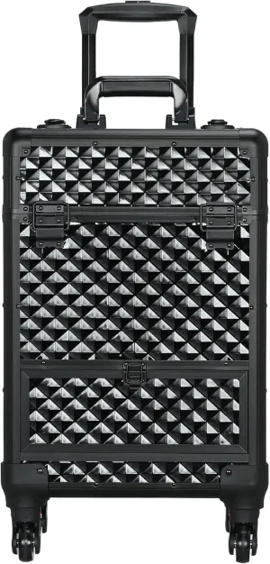 Topeakmart Professional Rolling Make-Up Travel Case/Trolley and Large Drawer Lockable Studio/Cosmetic Train Case on Removable Wheels, Black