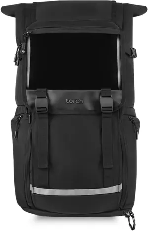 torch Travel Laptop Backpack 35L - Carry On Flight Approved Bag Fits 15 Inch Laptop, Expandable Luggage Backpack with Rain Cover & Shoe Compartment - Dinam (Black)