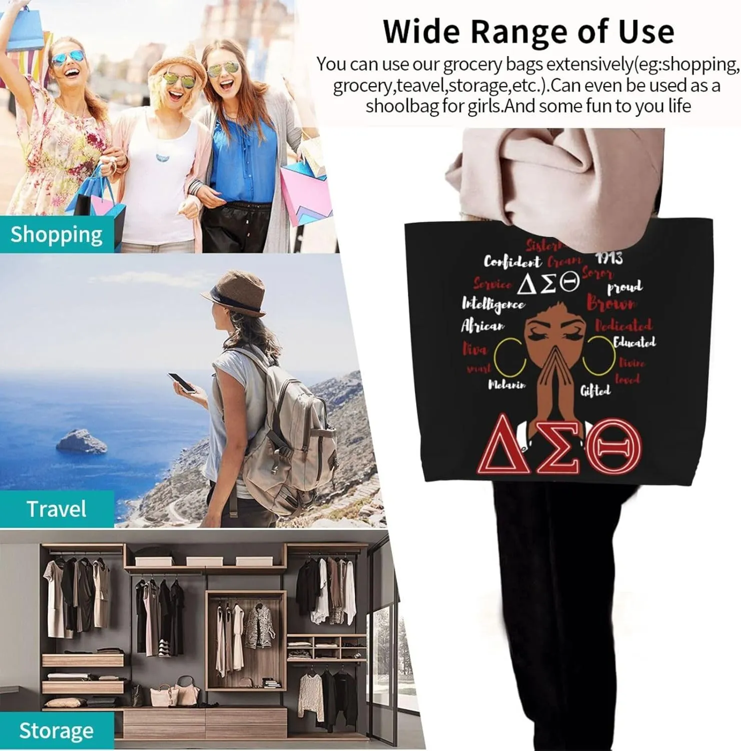 Tote Bag Fashion Handbag Storage Bag Reusable Grocery Tote Bag for Women