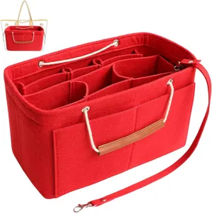 Tote Organizer Insert, Purse Insert for Handbags, Tote Bag Organizer with 11 Pockets, Suitable for Neverful for Speedy for Carryall for Birkin and More (Red, XL)