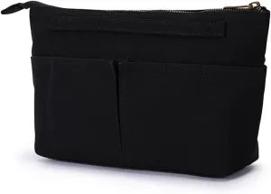 Tote Organizer Insert Purse Organizer for Handbags Cotton Canvas Simple Style Multiple Compartments (Black)