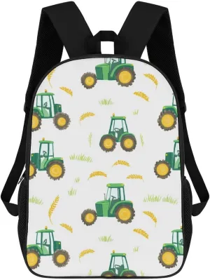 Tractors Farm Wheat 17 Inch Travel Backpack Casual Daypacks Computer Shoulder Bag for Work Shopping Unisex