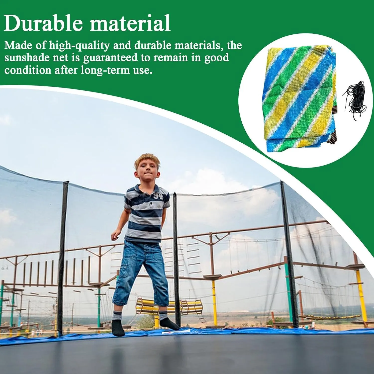 Trampoline Shade Canopy - UV-Blocking Cover With Mesh Ventilation, Outdoor Sun Protection Tent | Protective Accessories Replacement UV Protection, Breathable Safety Net Roof Shelter For Backyard Bounc