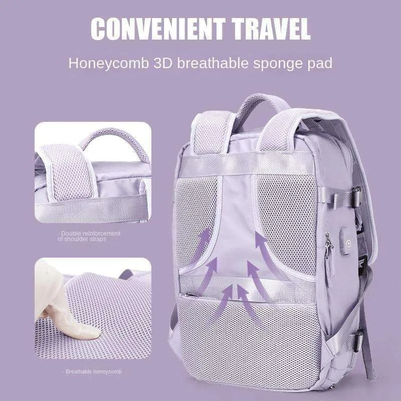 Travel Backpack, Durable, Lightweight, Multiple Compartments (Beige), Large
