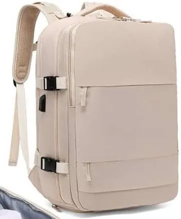 Travel Backpack, Durable, Lightweight, Multiple Compartments (Beige), Large