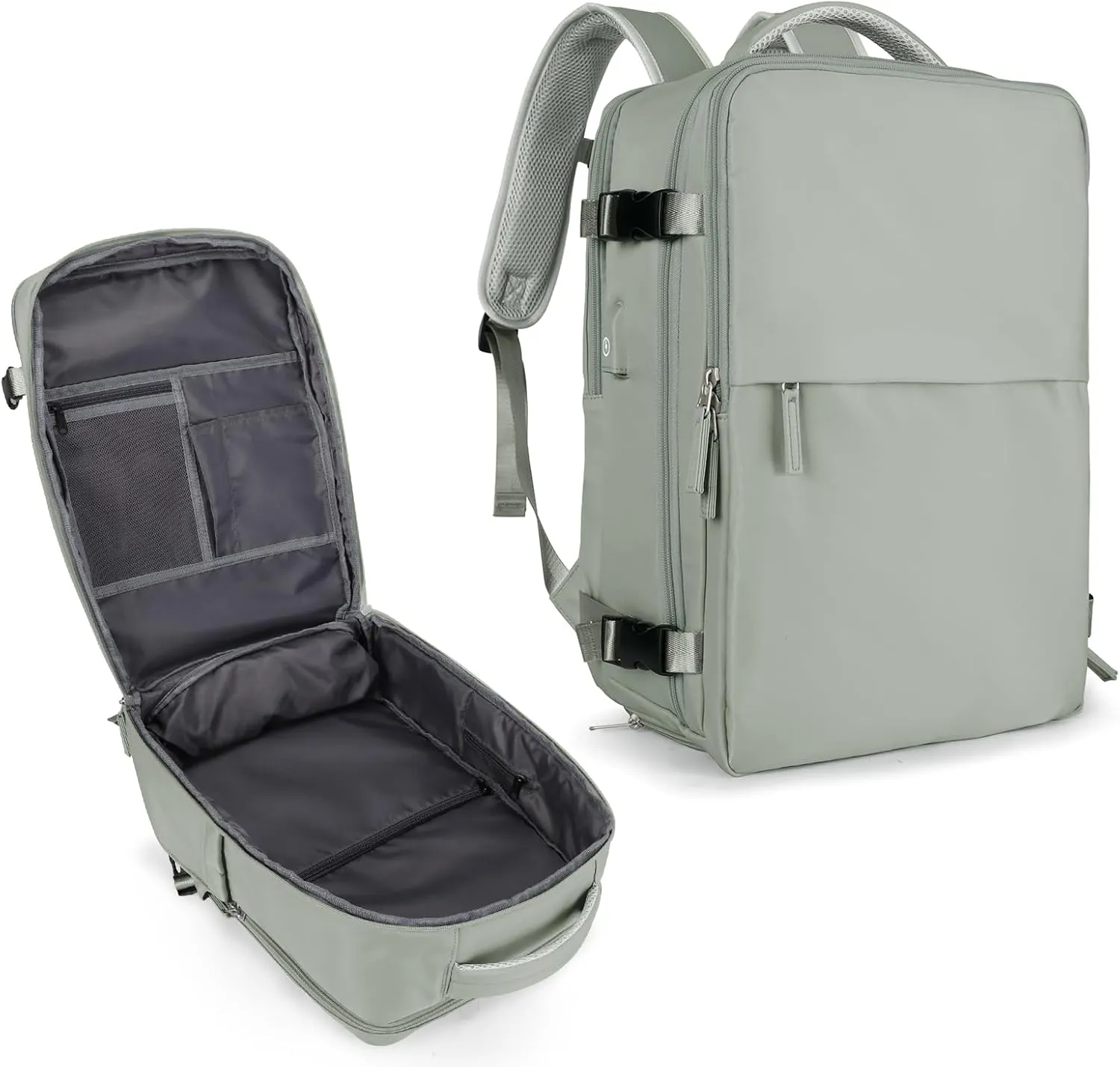Travel Backpack For Women Men Airline Approved,Carry On Backpack,Large Hiking Backpack Waterproof Outdoor Sports Rucksack Casual Daypack Fit 15.6 Inch Laptop Backpack College Backpack(Grass green)