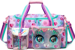 Travel Bag for Kids,Girls Duffle Bag Sleepover Bag for Girls,Gym Bag Sports Duffel Bag,Dance Bag for Girls With Shoe Compartment