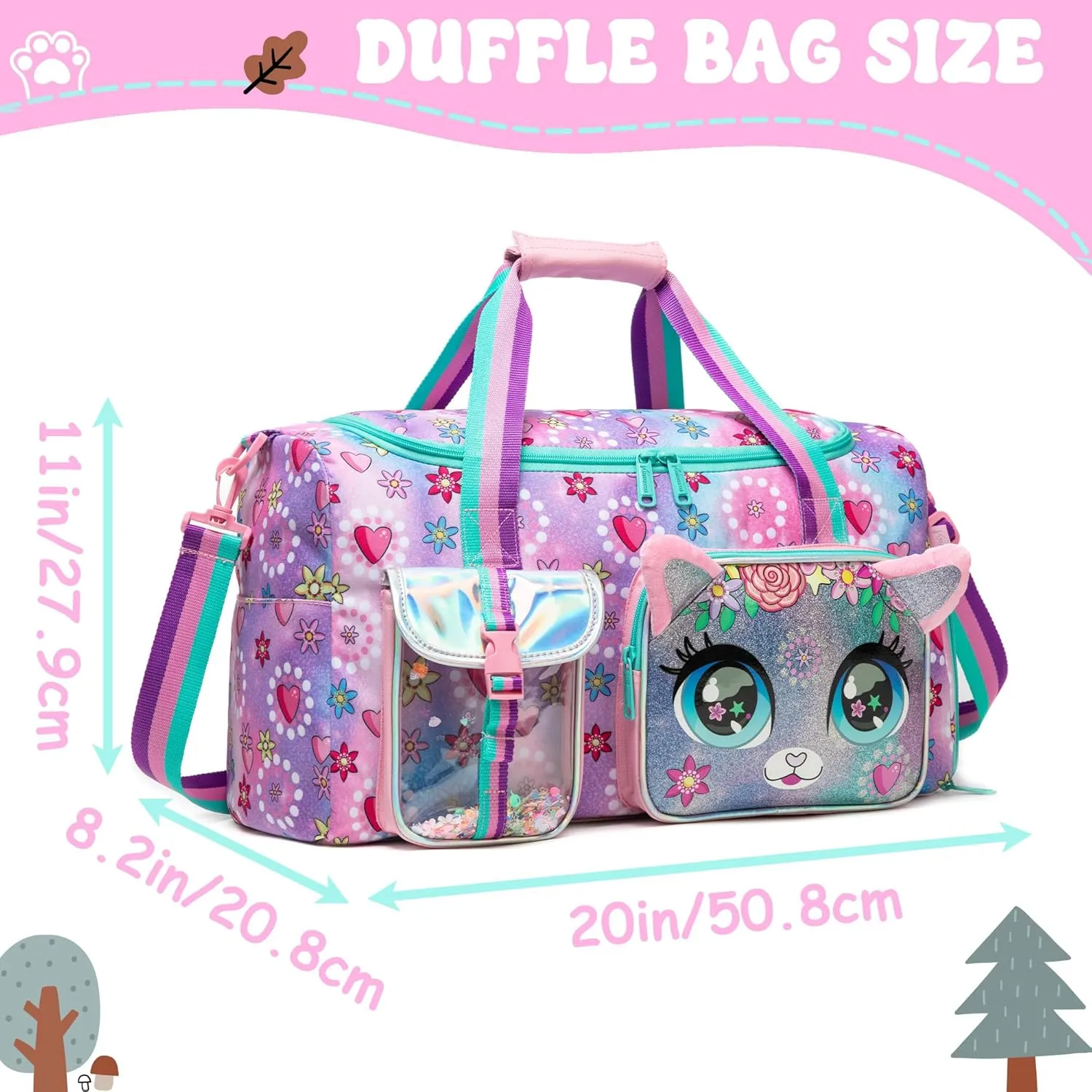 Travel Bag for Kids,Girls Duffle Bag Sleepover Bag for Girls,Gym Bag Sports Duffel Bag,Dance Bag for Girls With Shoe Compartment