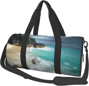 Travel Duffel Bag Foldable Weekender Overnight Bags Serene Coastal Sports Tote Gym Bag Large Capacity Lightweight Carry On Luggage Bags for Men Women