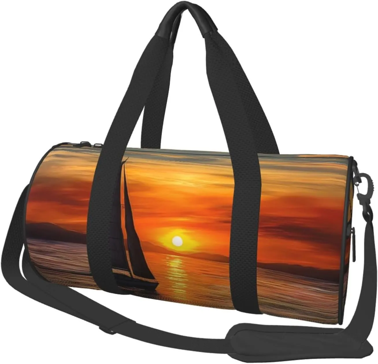 Travel Duffel Bag Foldable Weekender Overnight Bags Sunrise Sailing Boat Sports Tote Gym Bag Large Capacity Lightweight Carry On Luggage Bags for Men Women