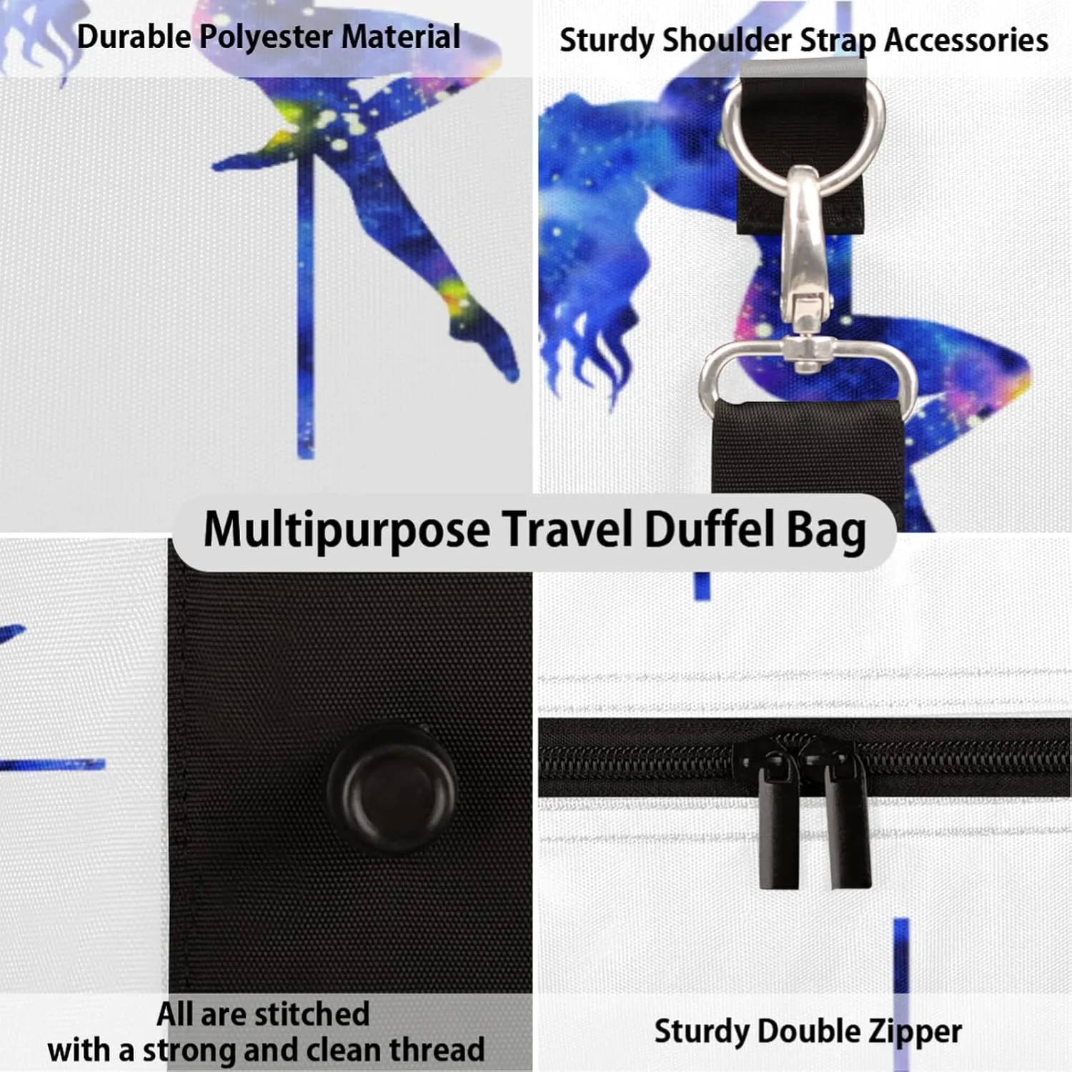 Travel Duffel Bag for Women Men Galaxy Pole Dance Girl Sport Gym Tote Bag Lightweight Waterproof Foldable Weekender Overnight for Hospital Training Swim Yoga Handbag large