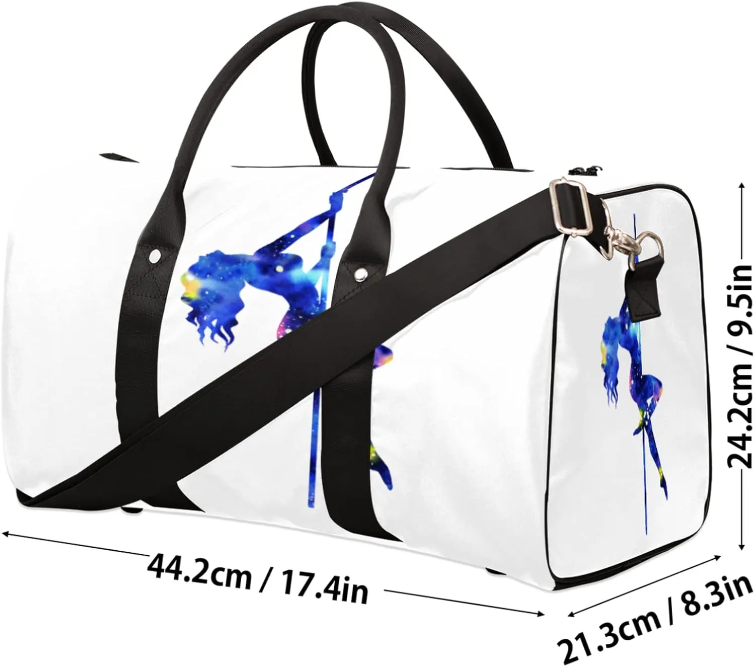 Travel Duffel Bag for Women Men Galaxy Pole Dance Girl Sport Gym Tote Bag Lightweight Waterproof Foldable Weekender Overnight for Hospital Training Swim Yoga Handbag large
