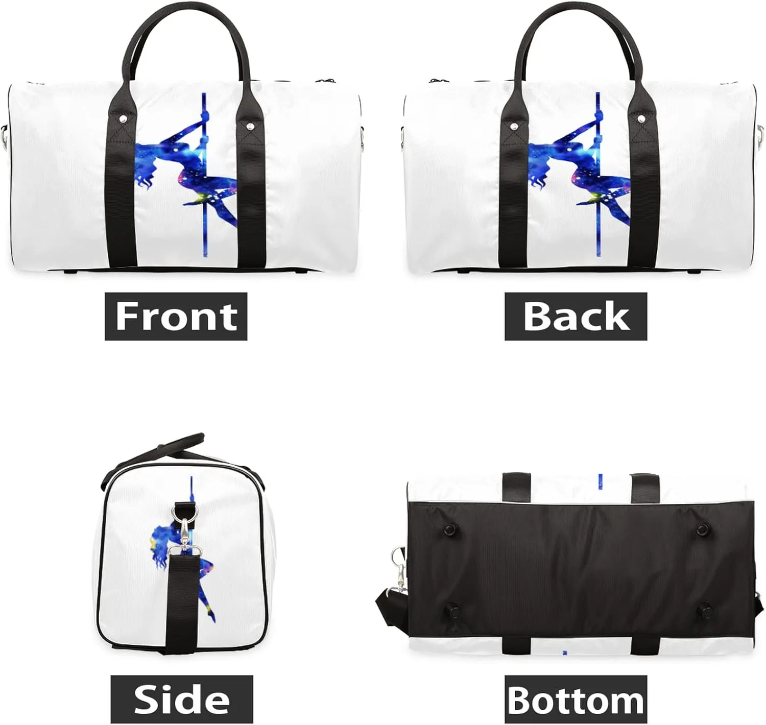Travel Duffel Bag for Women Men Galaxy Pole Dance Girl Sport Gym Tote Bag Lightweight Waterproof Foldable Weekender Overnight for Hospital Training Swim Yoga Handbag large