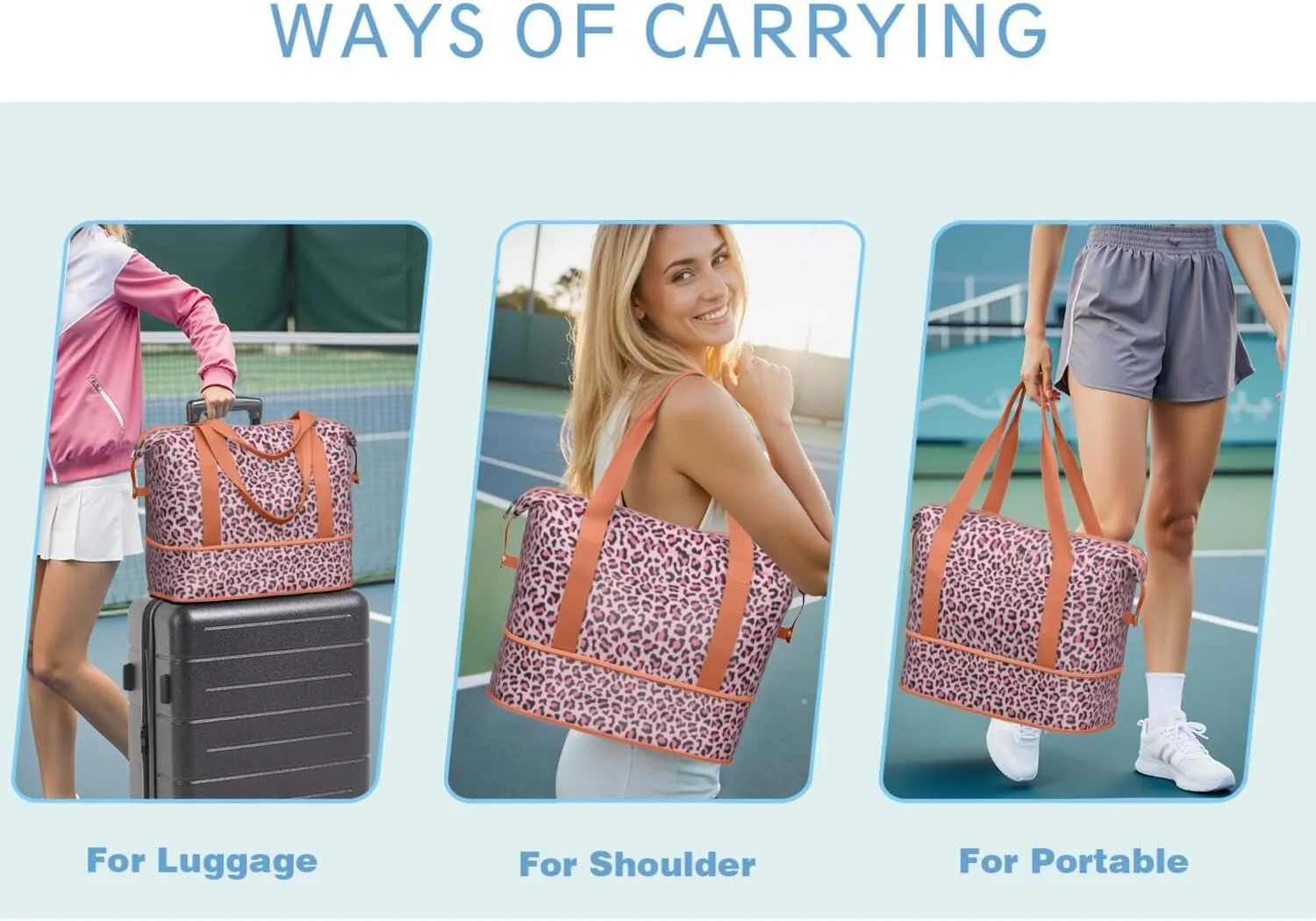 Travel Duffel Bag,Large Weekender Tote for Women, Shoulder Weekender Overnight Bag for Women,Gym Duffel Bag with Wet Pocket