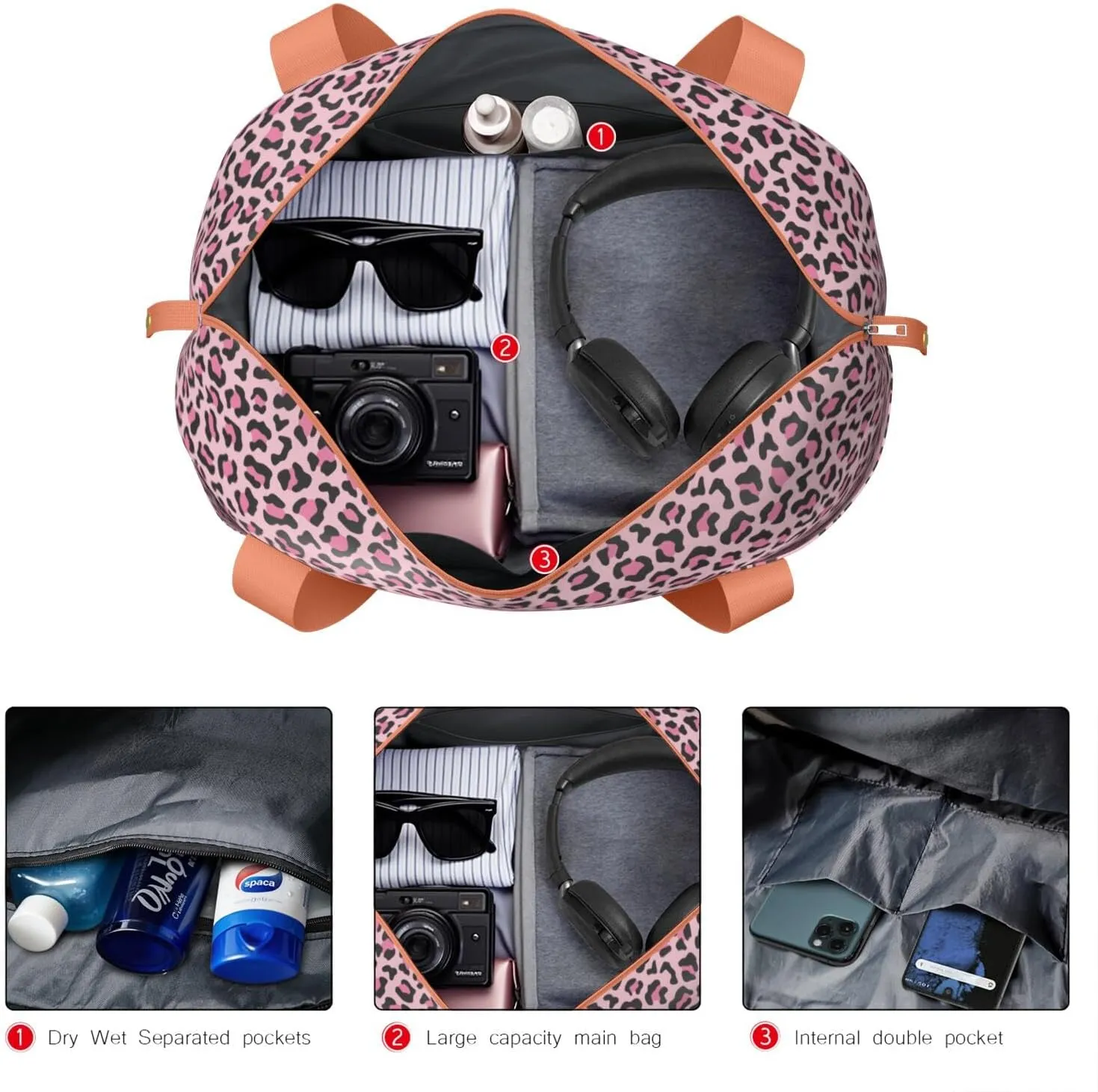 Travel Duffel Bag,Large Weekender Tote for Women, Shoulder Weekender Overnight Bag for Women,Gym Duffel Bag with Wet Pocket