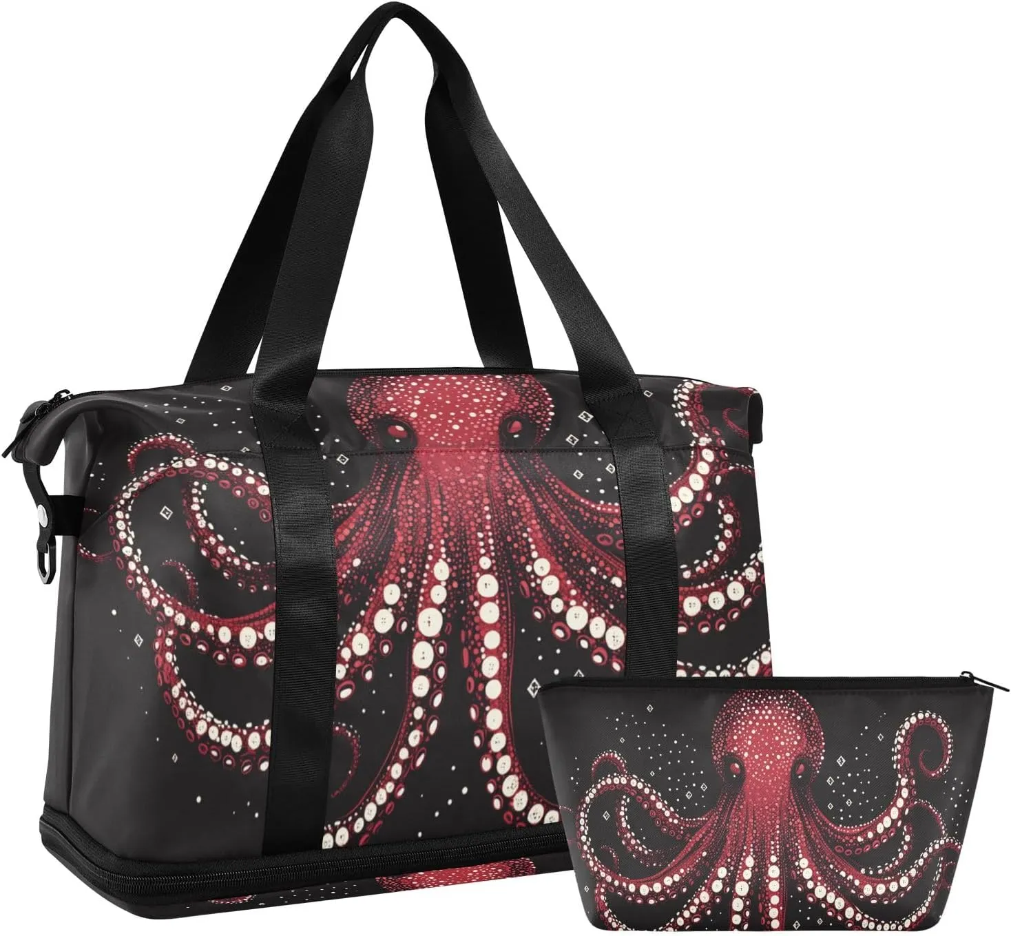 Travel Duffel Gym Sports Luggage Bag Expandable Large Capacity Red Octopus Tentacles Sports Bag for Women and Men