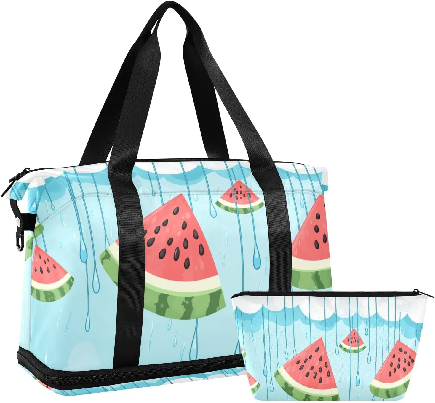 Travel Duffel Gym Sports Luggage Bag Expandable Large Capacity Watermelon Slices Sports Bag for Women and Men