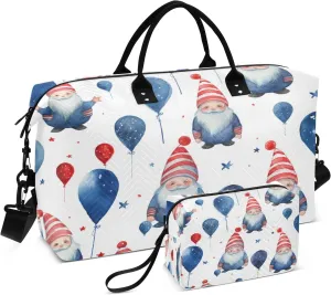 Travel Duffle Bag, American Independence Balloons Dwarf Gym Bag with Storage Bag Weekender Overnight Bag for Men Women Trip Sports Yoga
