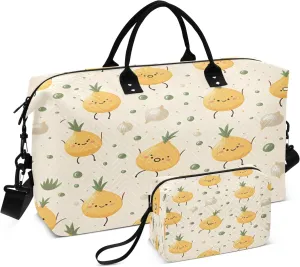 Travel Duffle Bag, Cute Onions Gym Bag with Storage Bag Weekender Overnight Bag for Men Women Trip Sports Yoga