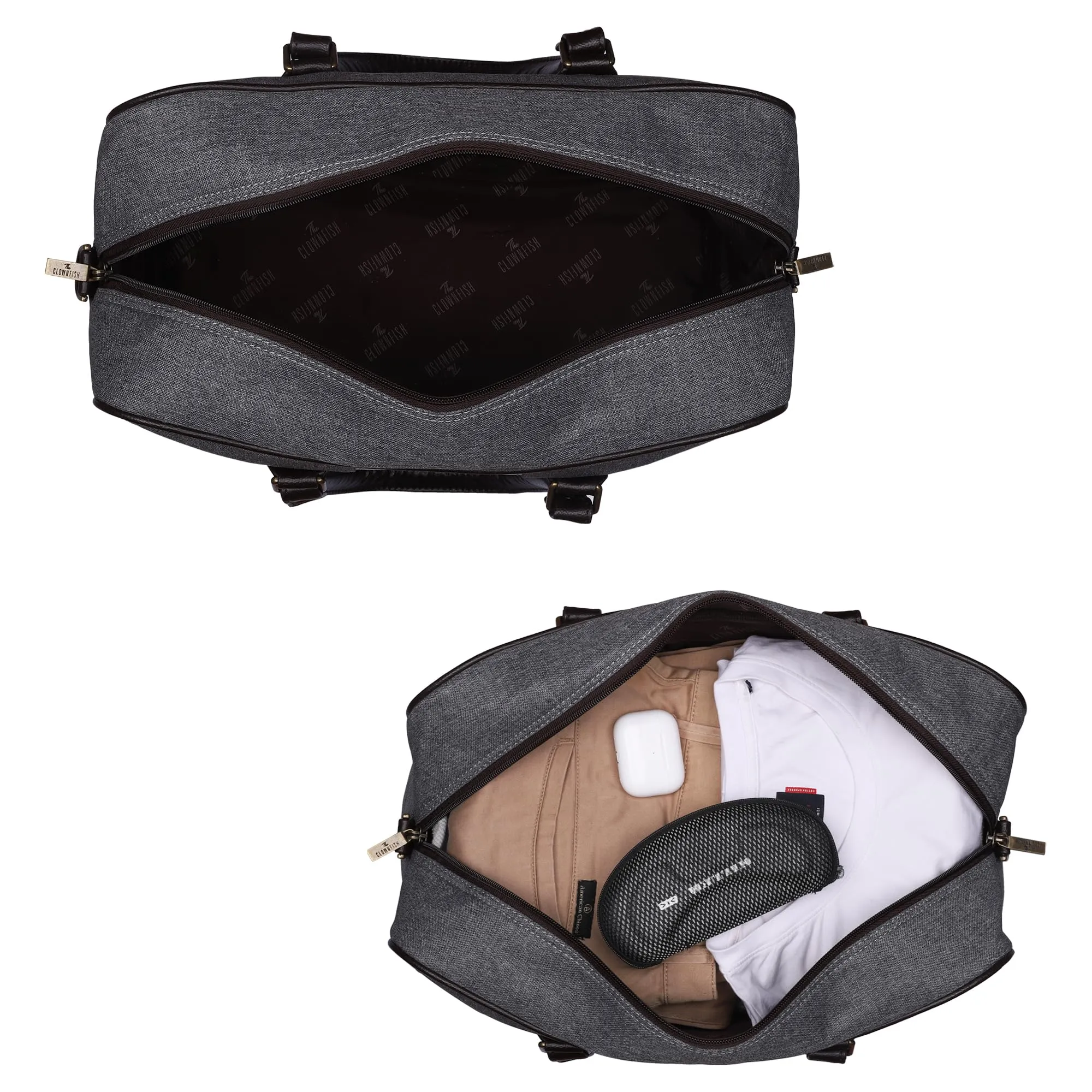 Travel Duffle Bag - Spacious, Lightweight, Organizer Pockets | Detachable Shoulder Strap | 24L | Slate Grey