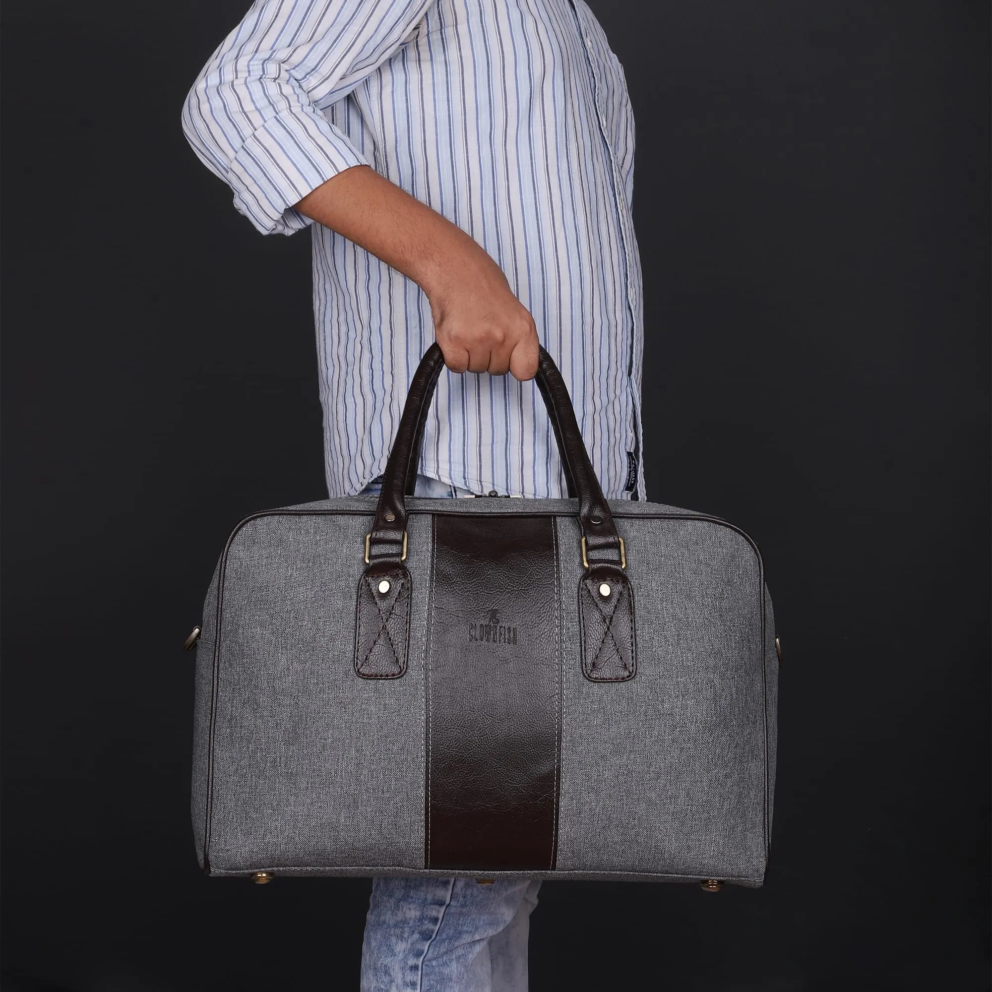 Travel Duffle Bag - Spacious, Lightweight, Organizer Pockets | Detachable Shoulder Strap | 24L | Slate Grey