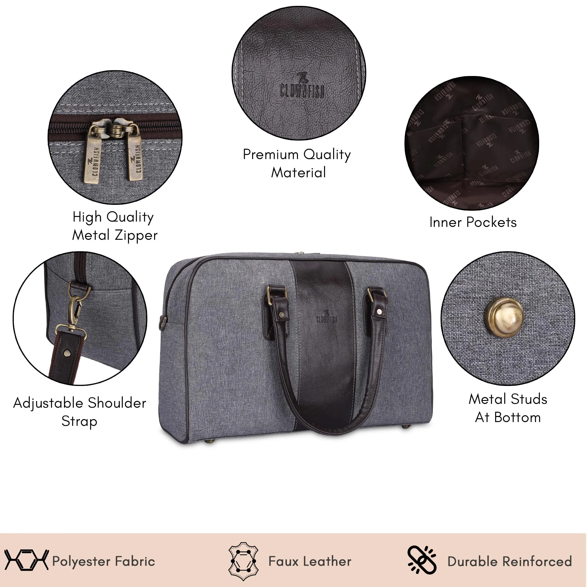 Travel Duffle Bag - Spacious, Lightweight, Organizer Pockets | Detachable Shoulder Strap | 24L | Slate Grey