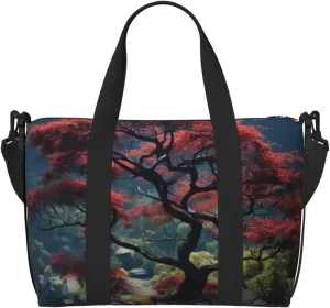 Travel Duffle Bag Weekender Bags for Men Women Adjustable Large Capacity Weekender Overnight Bag Carry On Tote Bags Waterproof Sport Gym Bag for Travel Yoga, Scenery Tree, One Size
