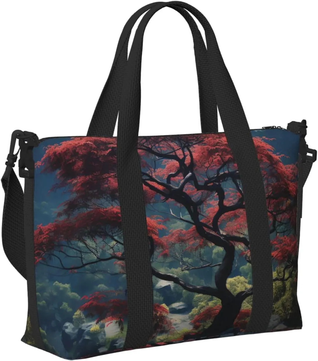 Travel Duffle Bag Weekender Bags for Men Women Adjustable Large Capacity Weekender Overnight Bag Carry On Tote Bags Waterproof Sport Gym Bag for Travel Yoga, Scenery Tree, One Size