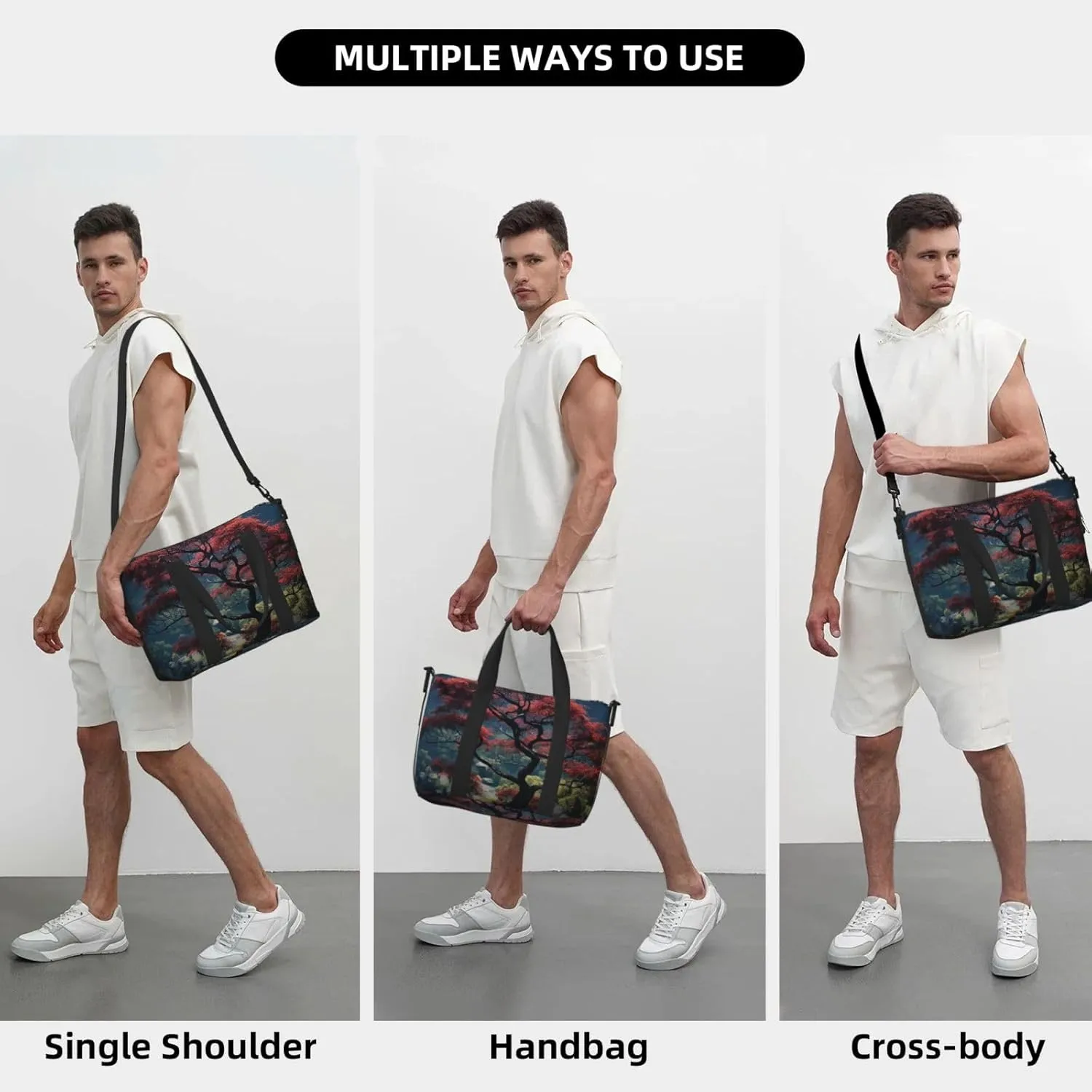 Travel Duffle Bag Weekender Bags for Men Women Adjustable Large Capacity Weekender Overnight Bag Carry On Tote Bags Waterproof Sport Gym Bag for Travel Yoga, Scenery Tree, One Size