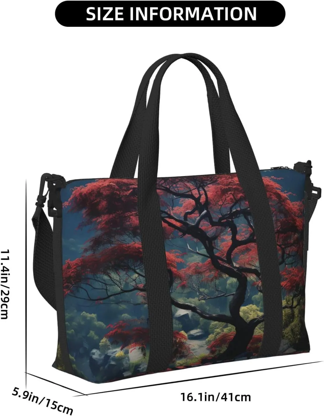 Travel Duffle Bag Weekender Bags for Men Women Adjustable Large Capacity Weekender Overnight Bag Carry On Tote Bags Waterproof Sport Gym Bag for Travel Yoga, Scenery Tree, One Size