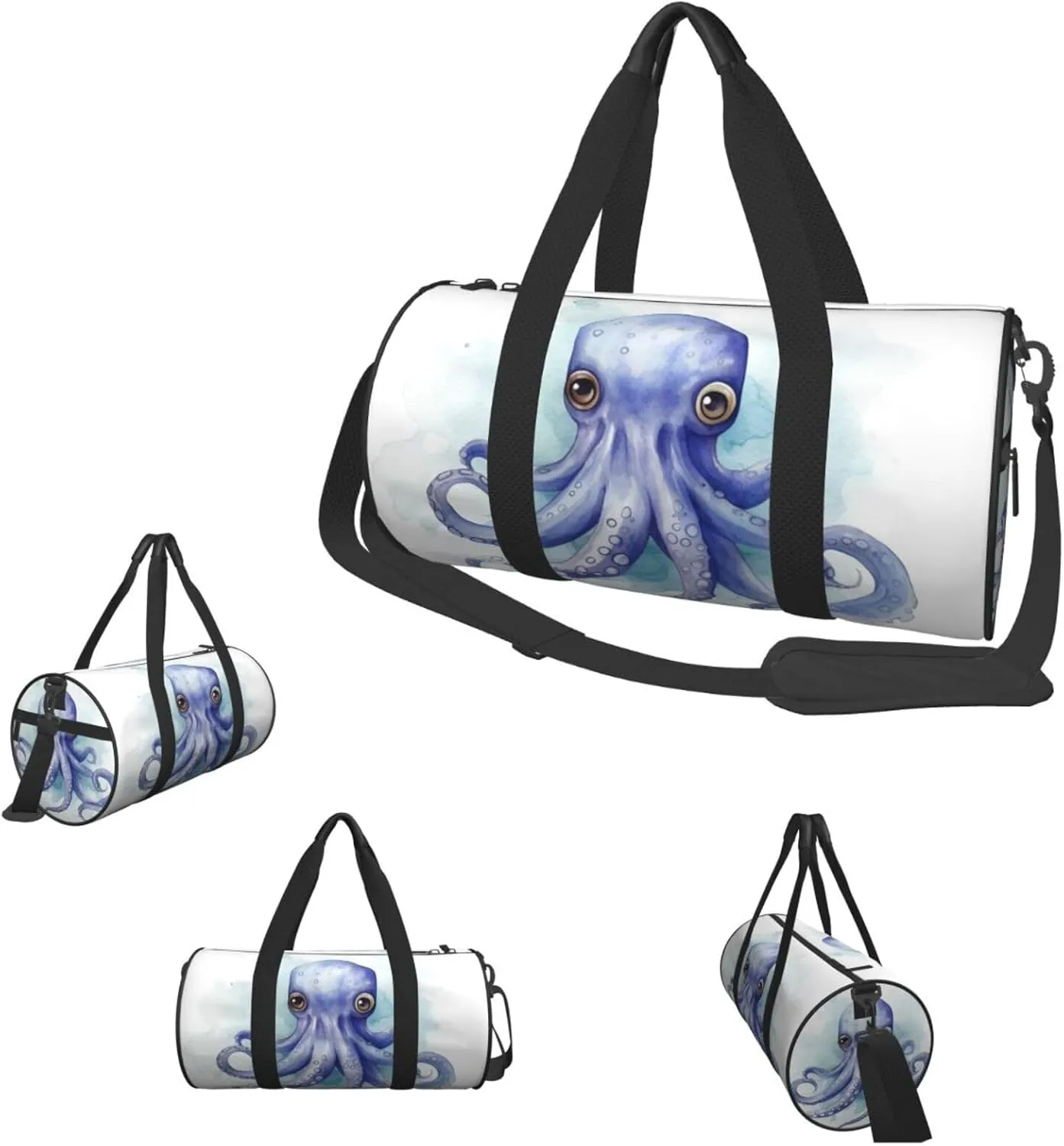 Travel Duffle Bag Weekender Bags For Men Women With Shoe Compartment Large Capacity Weekender Overnight Bag Blue Little Octopus Carry On Tote Bags Sport Gym Bag For Travel Yoga
