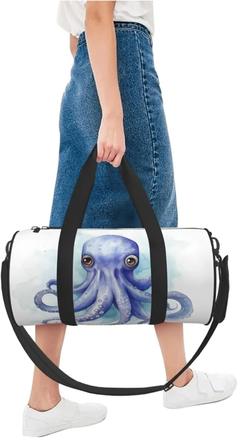 Travel Duffle Bag Weekender Bags For Men Women With Shoe Compartment Large Capacity Weekender Overnight Bag Blue Little Octopus Carry On Tote Bags Sport Gym Bag For Travel Yoga
