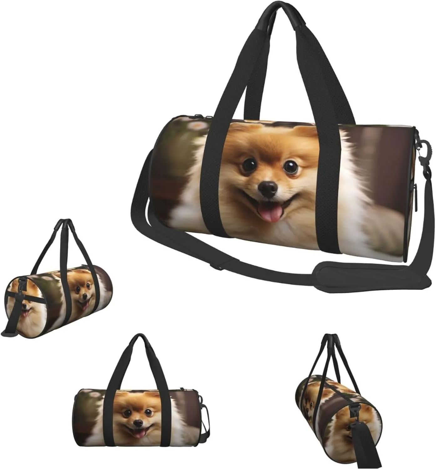 Travel Duffle Bag Weekender Bags For Men Women With Shoe Compartment Large Capacity Weekender Overnight Bag Cute Pomeranian Dog Carry On Tote Bags Sport Gym Bag For Travel Yoga