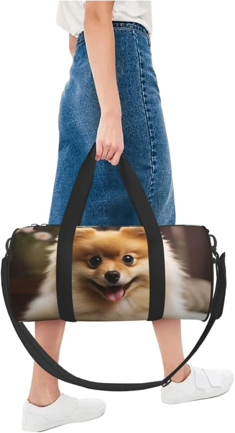 Travel Duffle Bag Weekender Bags For Men Women With Shoe Compartment Large Capacity Weekender Overnight Bag Cute Pomeranian Dog Carry On Tote Bags Sport Gym Bag For Travel Yoga