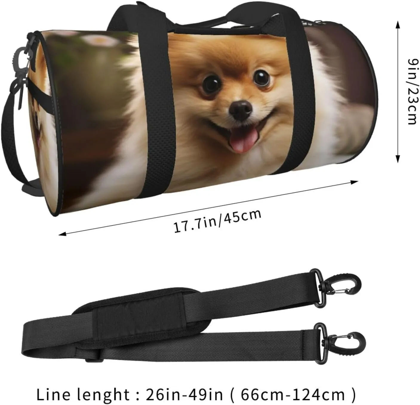 Travel Duffle Bag Weekender Bags For Men Women With Shoe Compartment Large Capacity Weekender Overnight Bag Cute Pomeranian Dog Carry On Tote Bags Sport Gym Bag For Travel Yoga