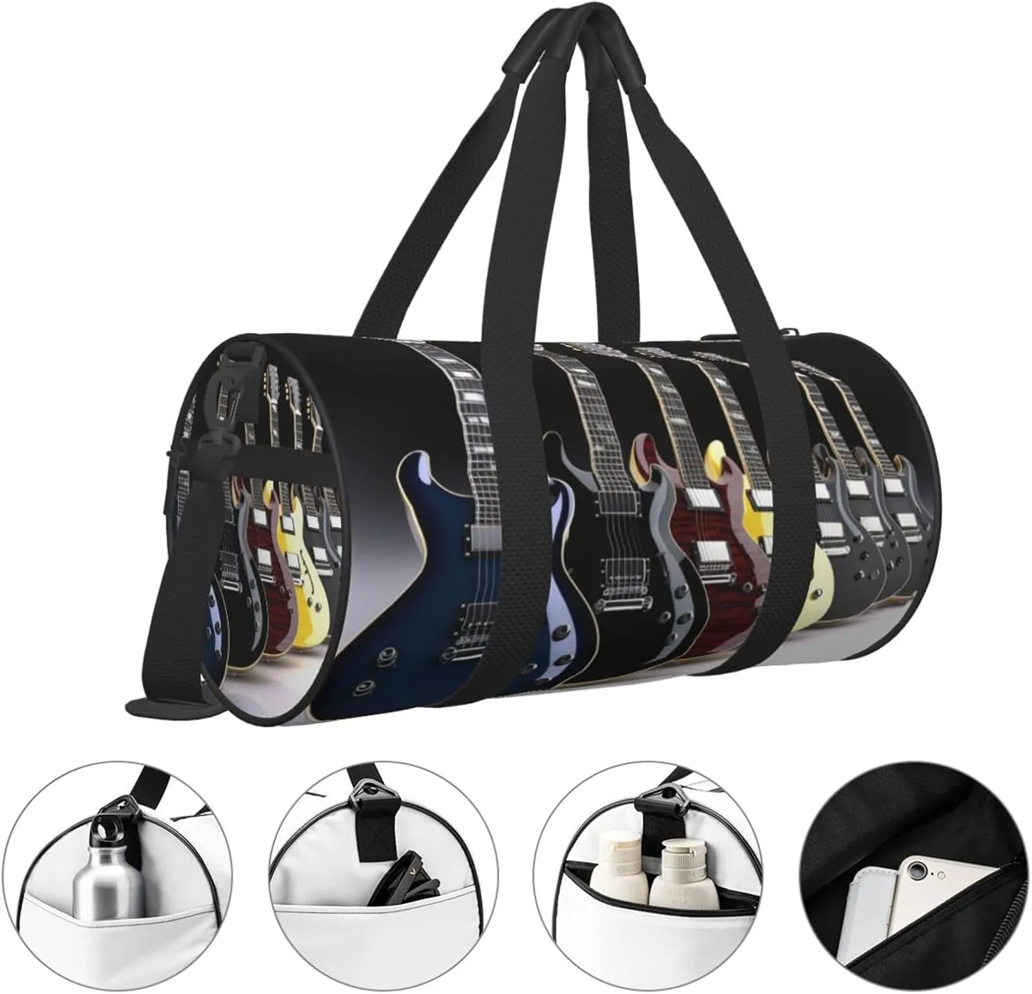 Travel Duffle Bag Weekender Bags For Men Women With Shoe Compartment Large Capacity Weekender Overnight Bag Electric Guitar Carry On Tote Bags Sport Gym Bag For Travel Yoga