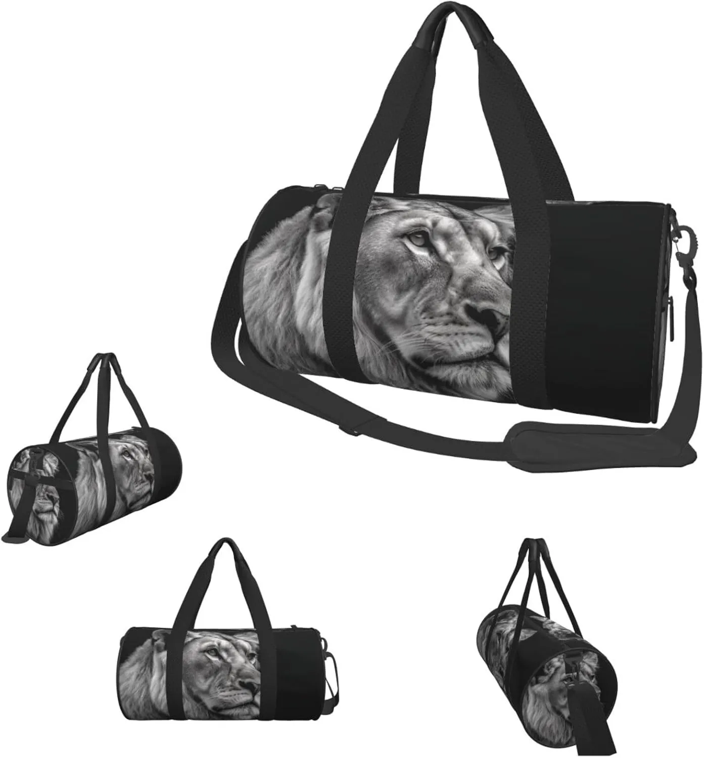 Travel Duffle Bag Weekender Bags For Men Women With Shoe Compartment Large Capacity Weekender Overnight Bag Gray Lion Carry On Tote Bags Sport Gym Bag For Travel Yoga