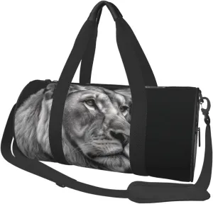 Travel Duffle Bag Weekender Bags For Men Women With Shoe Compartment Large Capacity Weekender Overnight Bag Gray Lion Carry On Tote Bags Sport Gym Bag For Travel Yoga